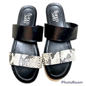 Franco Sarto Babs Snakeskin Black Slides Sandal Size 8